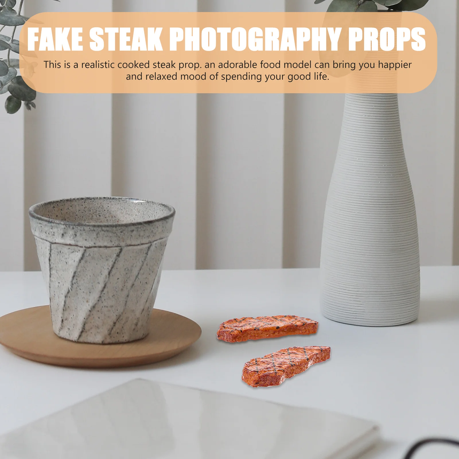 4 Pcs Mini Steak Miniature Novelty Simulated Gift Fake Photography Props Pvc Realistic Steaks Artificial