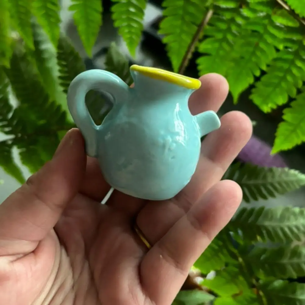 Artificial Flower Holder Vintage Colored Pottery Miniature Vase Figurine Sculpture for Tiny Flower Pot Holder Decoration Mini