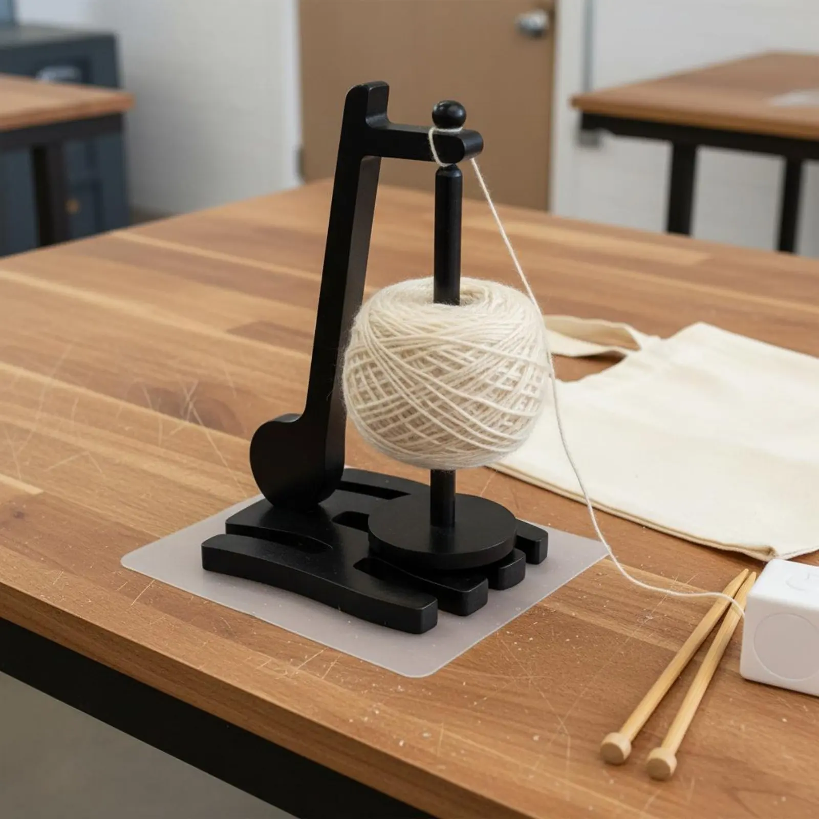 Wooden Yarn Holder 360° Rotation Rotating Yarn Spindle Sewing and Knitting Accessory Easy Assembly for Crocheters, Craft Room