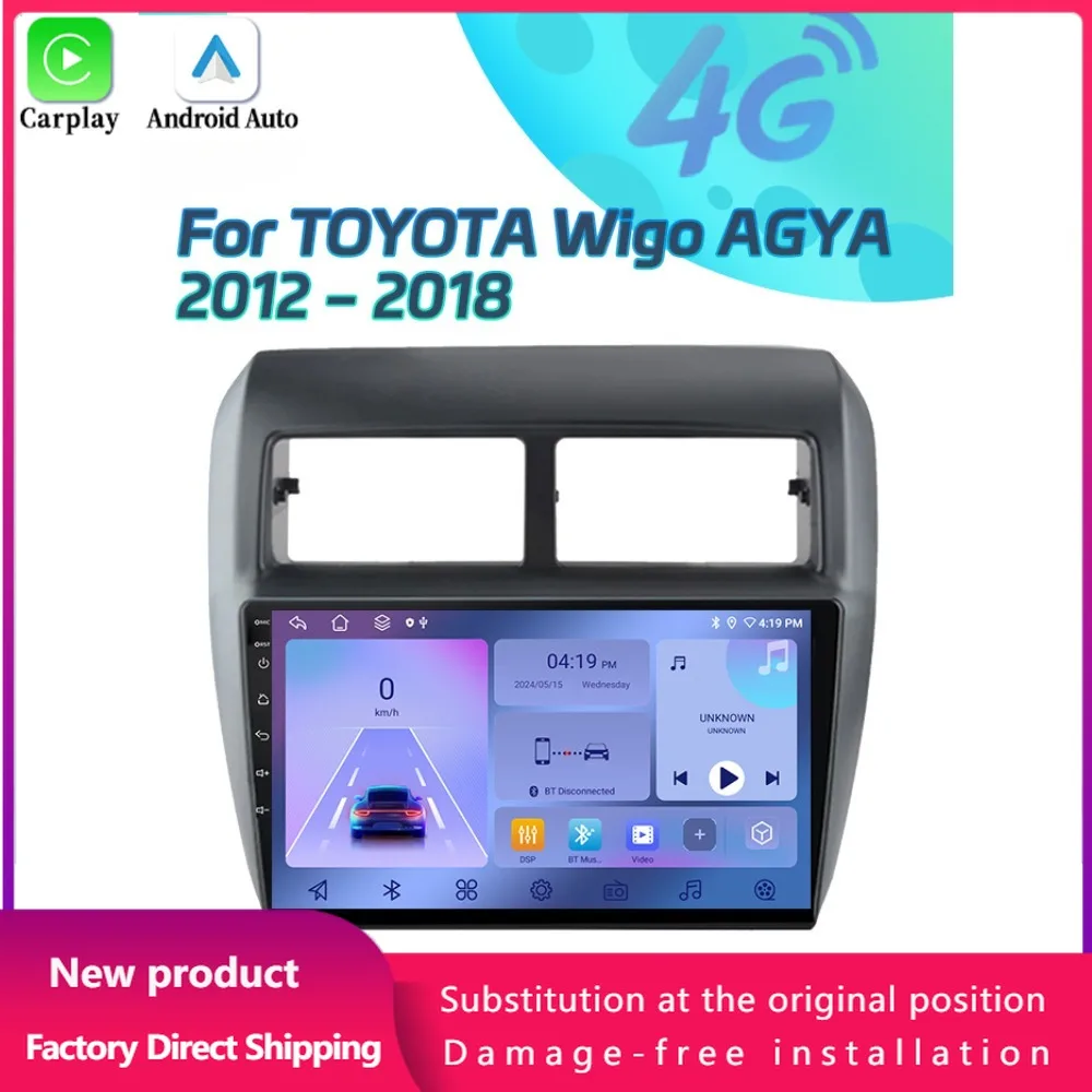 

Android 14 For TOYOTA Wigo AGYA 2012-2018 Car Radio Multimedia Video Player Navigation Wireless BT CarPlay 4G GPS Touch Screen