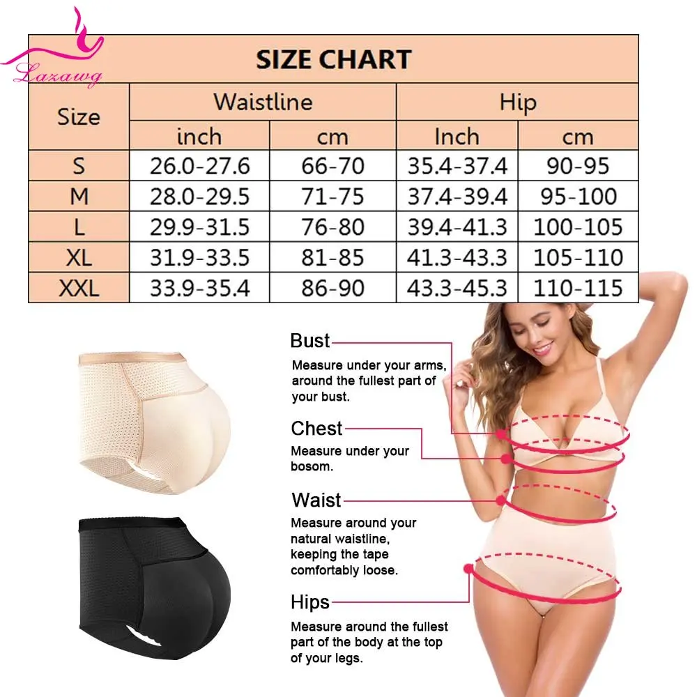 LAZAWG Padded Butt Lifter Panties for Women Hip Enhancer Brief Tummy Control Slimming Panty Push Up Underwear Seamless Shapewear