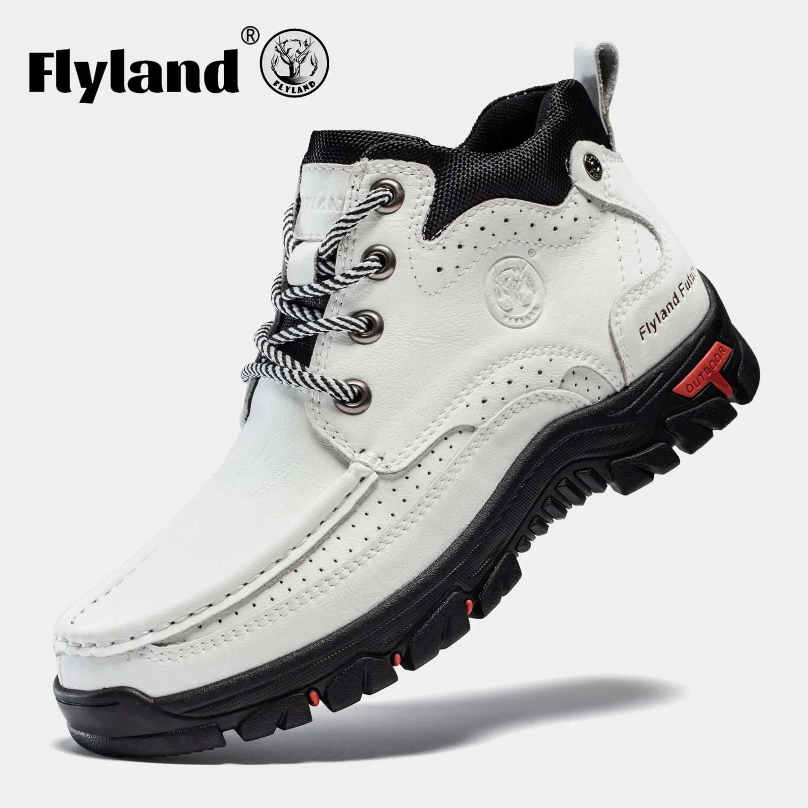 FLYLAND Casual Men Dress Boots Handmade Genuine Leather Shoes Anti-Slip Male Ankle Boot Spring Autumn