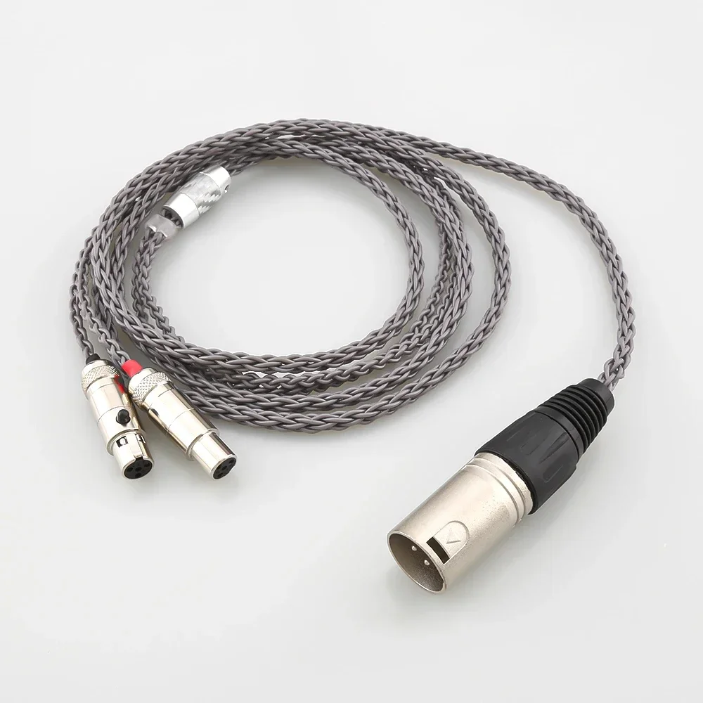 8 Core HIFI 4pin UPOCC 2.5 4.4 มม.XLR Balanced หูฟังหูฟังอัพเกรดสาย Silver Plated สําหรับ Audeze LCD 3 LCD-2 LCD2 LCD-4
