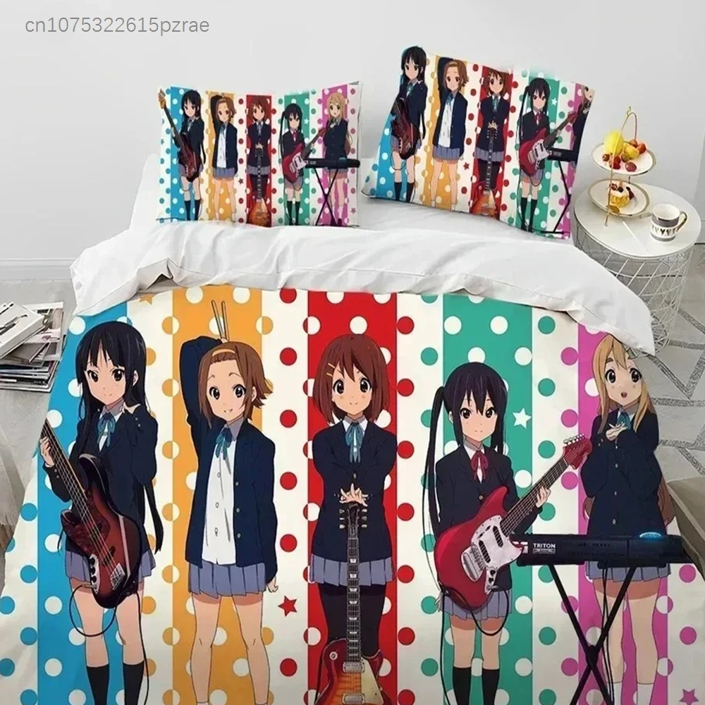 K-ON Cartoon Cute Lolita Kawaii Girls Bedding Set Printed With Pillowcase Bed Duvet Cover Soft Queen King Size Bedclothes Home