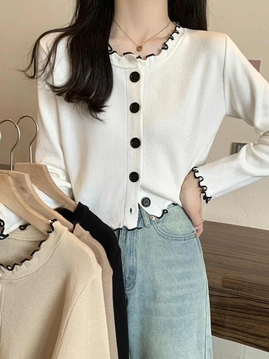 

Women's Knitted Base irt Early Autumn ort Sve Long Sve Outerwear Faionable Sweater Cardigan Coat Small Size