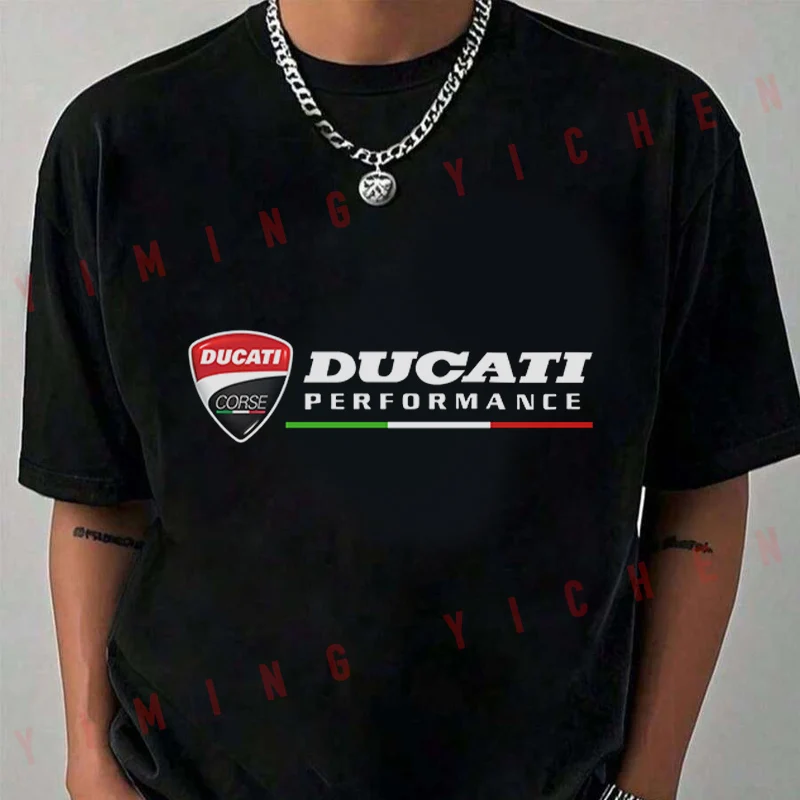 Motorcycle Ducati Corse-Performance Tshirts Men's Retro Moto Graphic Short Sleeve Round Neck T-shirt Summer Casual Tops Tee 2026