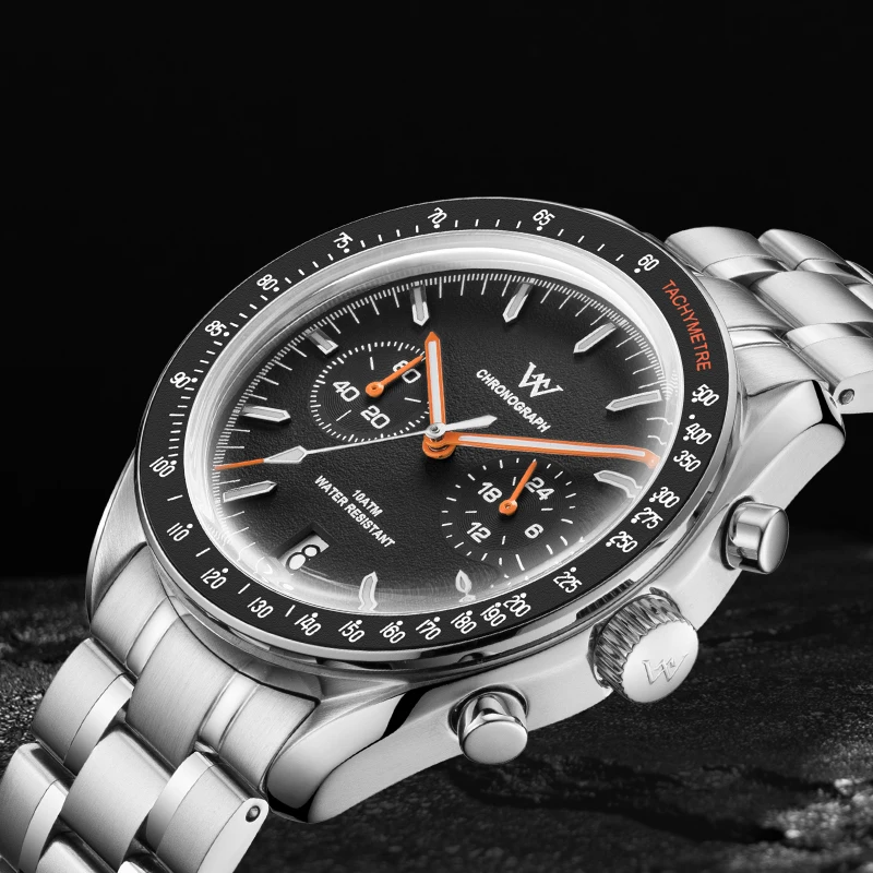 WM Watch Men Chronograph Quartz Watch 100M Water Resistant Business Casual Stainless Steel Welly Merck Man Watches 191M-WM