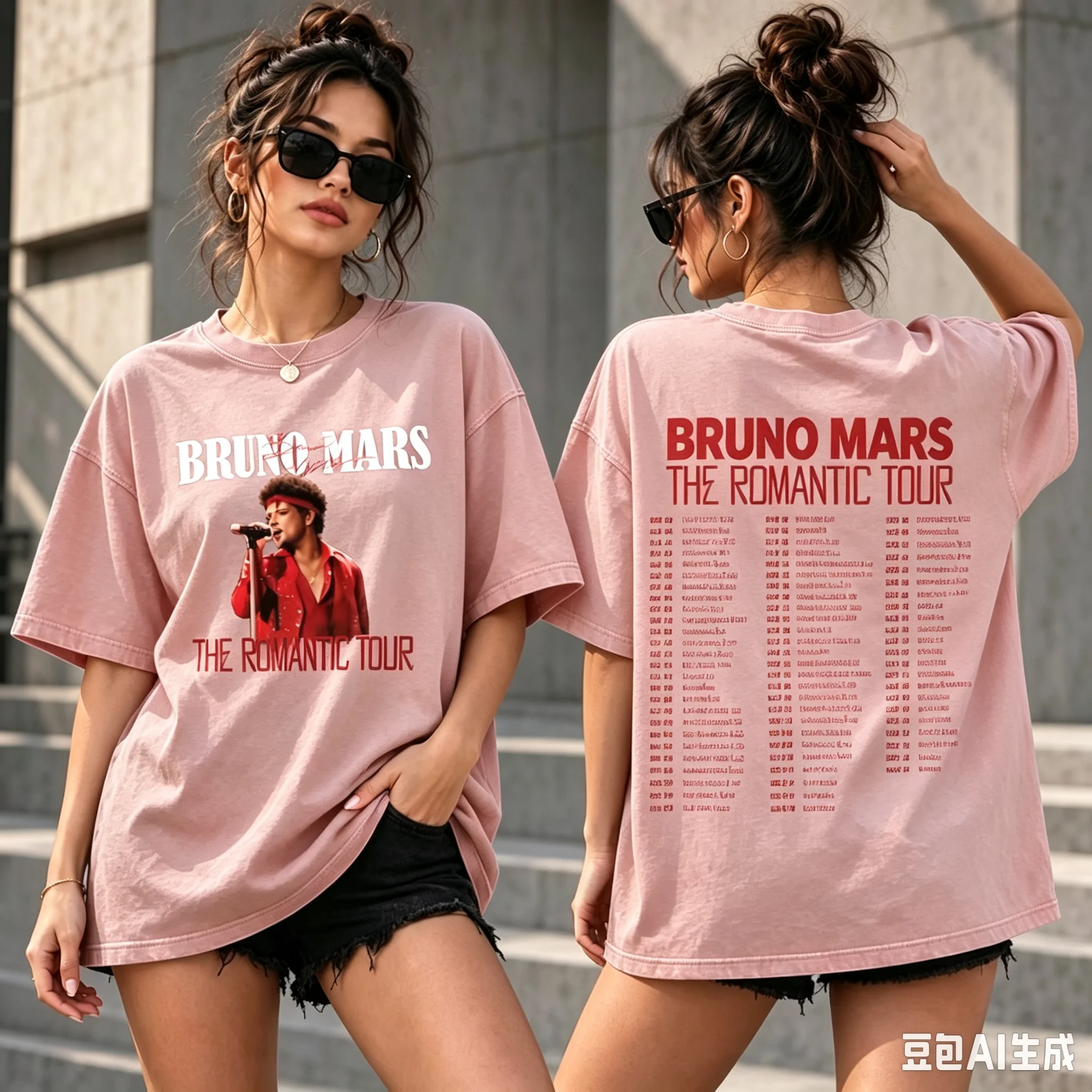 Bruno Mars The Romantic Tour 2026 September T-Shirt Retro-Konzertmuster Bequemes Trendiges T-Shirt Bruno Mars Fan-Geschenk – Detail 6