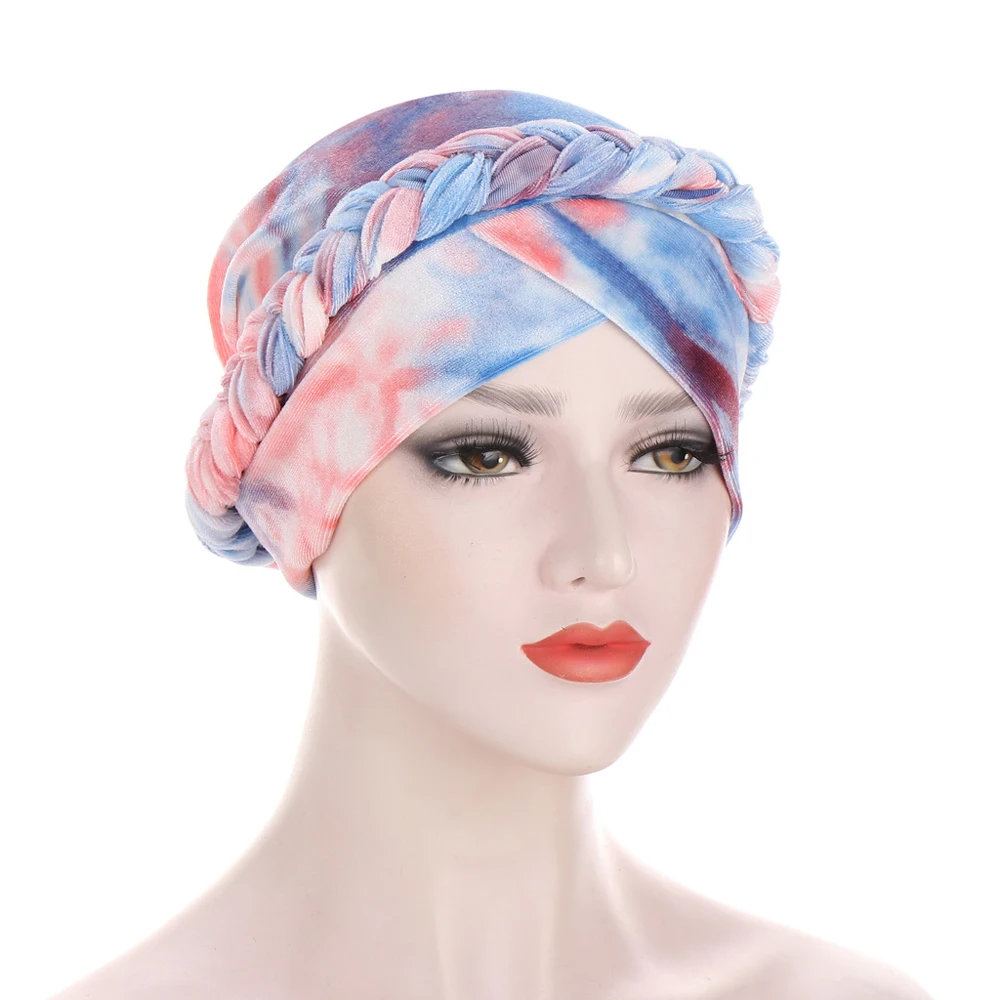 

Women Hair Care Islamic Velour Head Scarf Muslim Hijab Bonnet Braid Wrap Stretch Turban Hat Chemo Cap Headwear Beanie Velvet Cap