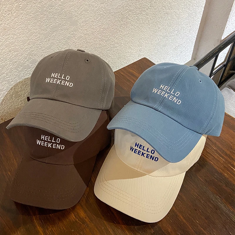 2022 Letter Weekend Baseball Caps for Women Men Fashion Embroidery Korea Style Cotton Snapback Cap Sunshade Hip Hop Sun Dad Hats