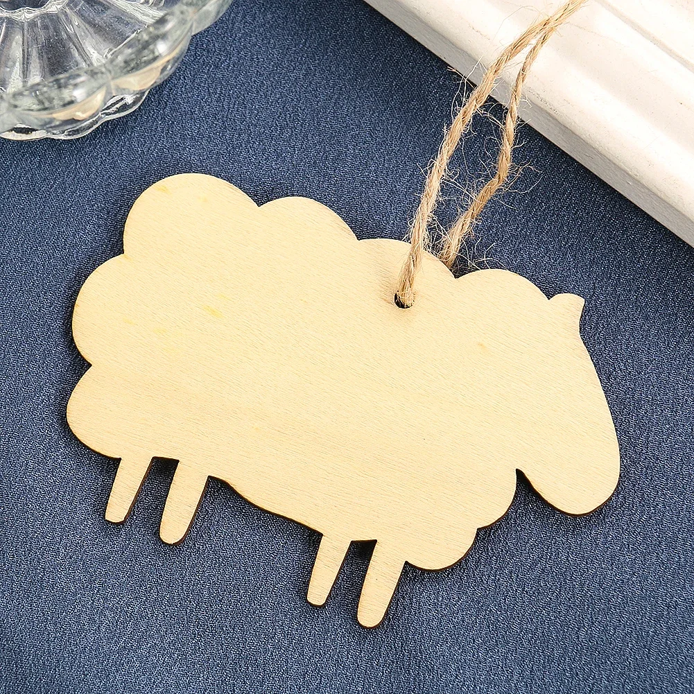

10PCS Sheep Wooden Hanging Tags DIY Crafts Rustic Message Board Christian Home Decor Plant Label Wedding Party Decoration