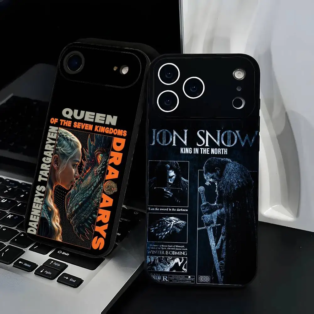 

T-Throne Of Glass Phone Case Fashion Black Frosted TPU Phone Case for iPhone 12-17. UV Spray Painted Design, Anti-fall Daily Pro