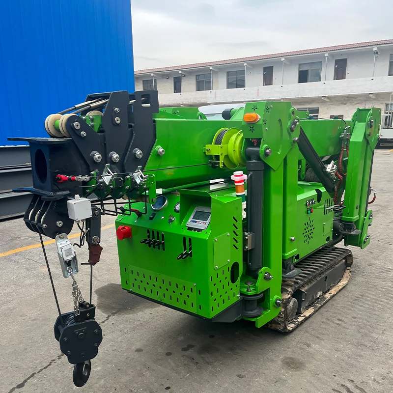 1-8Ton Compact Spider Crane with Telescopic Boom and Wireless Remote for Roof Installation Work Projects