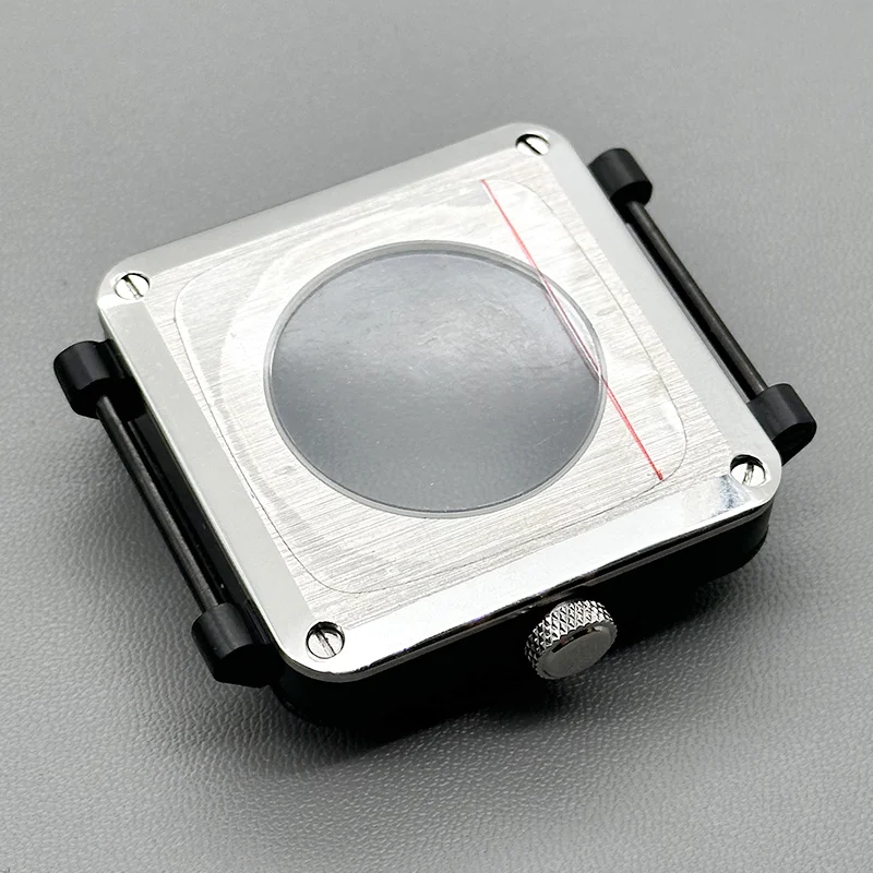 Mod 42mm Schwarzes Quadratisches Piloten-Cockpit-Gehäuse mit Transparenter Rückseite Passend für NH34 NH35 NH38 NH36 4R 7S Uhrwerk Saphirglas Uhrengehäuse-Teil – Detail 10