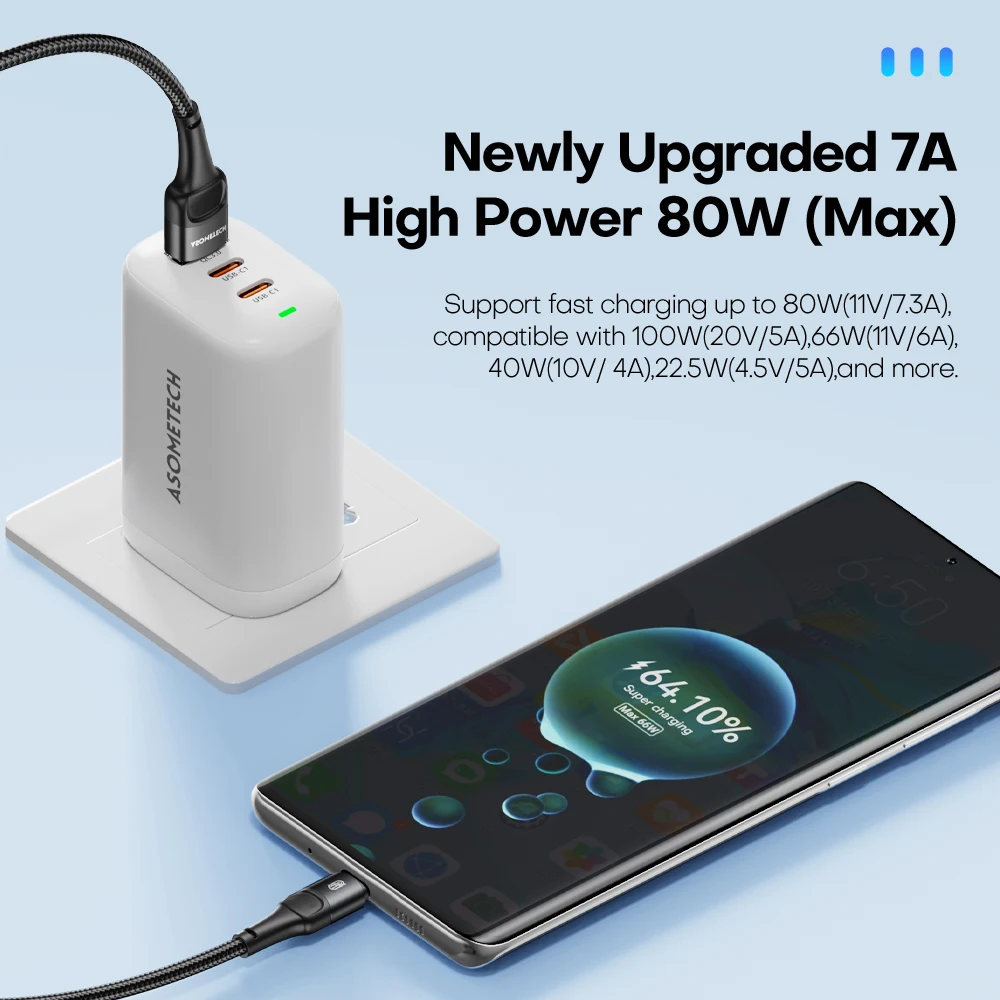 100W 7A Fast Charging Cable USB Type C For Huawei Honor USB C Quick Charge Data Cord Wire For Samsung Xiaomi Poco Redmi