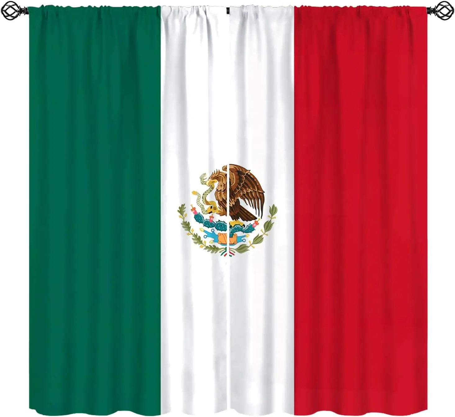 Mexican Flag Curtain Pair 2pcs Green White Red Patriotic Window Curtains Set Decor for Home and House Window Decoration