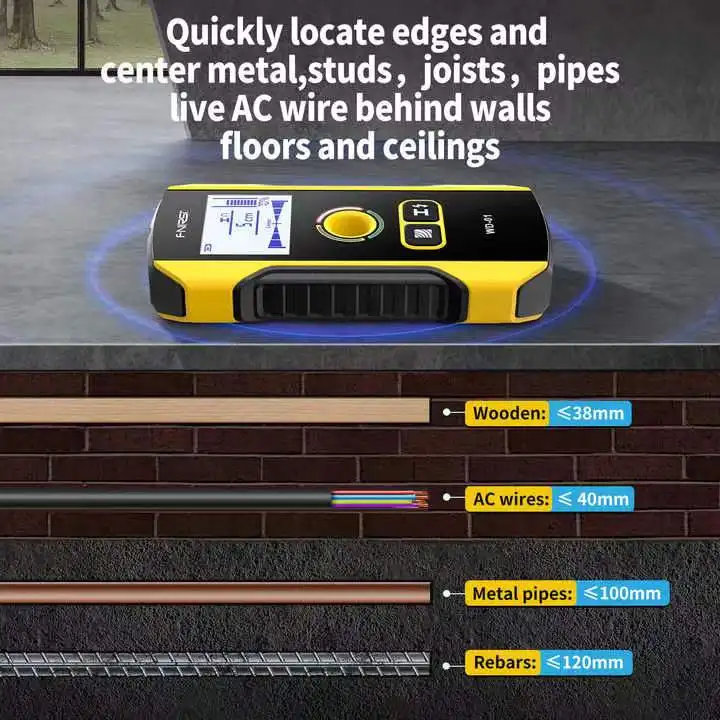 WD-01 SH201 Metal Detector Wall Inside Scanner Wood Stud Detect Decoration Precise Safe Drill Hole Tools AC Wires Finder