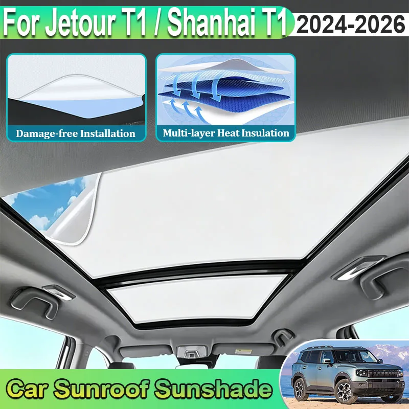 

For Jetour T1 Accessories 2026 2025 2024 Shanhai T1 Car Sunroof Sunshade Electrostatic Adsorption Heat Insulation Skylight Visor