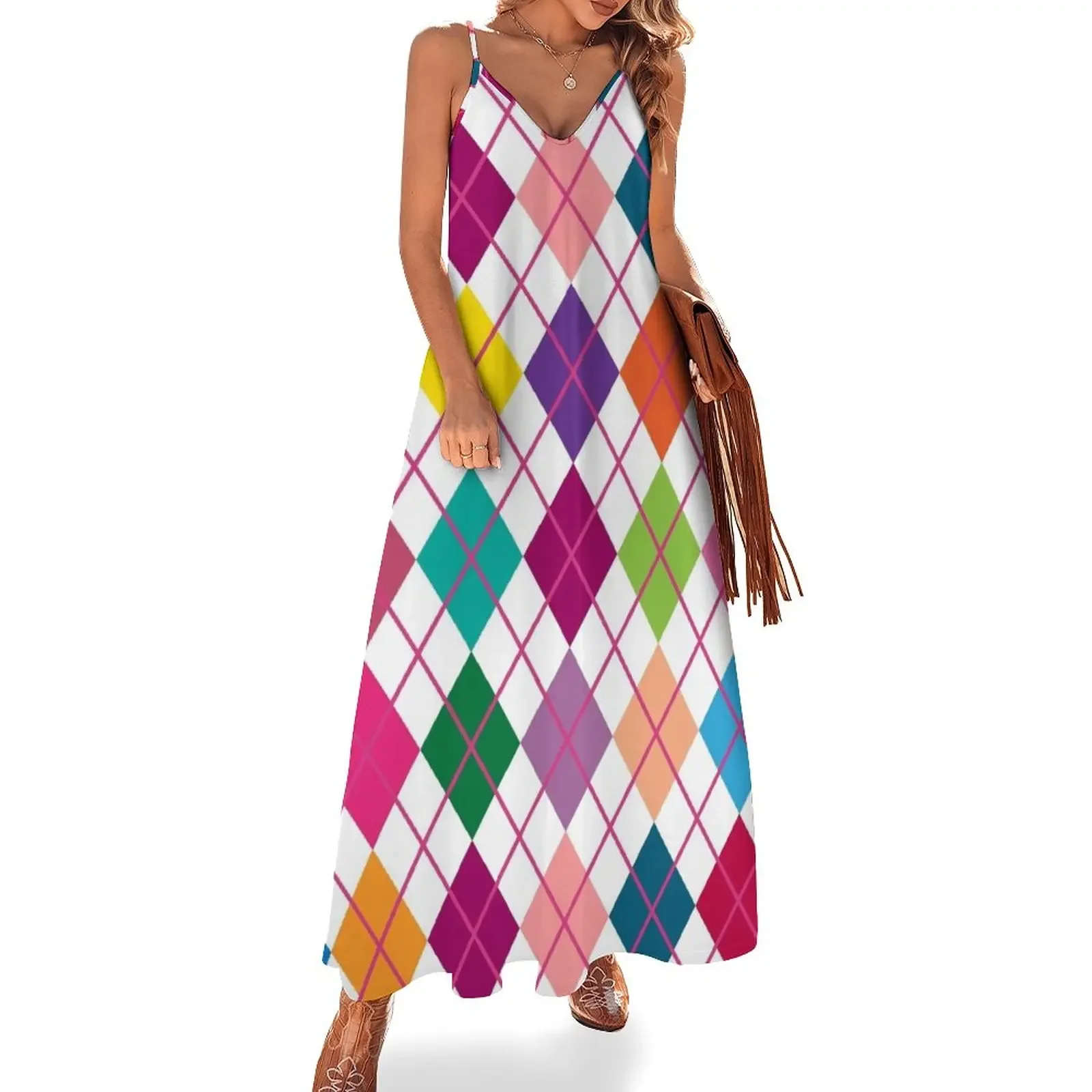 Argyle Sleeveless Dress cocktail dresses beach outfits for women Party dresses