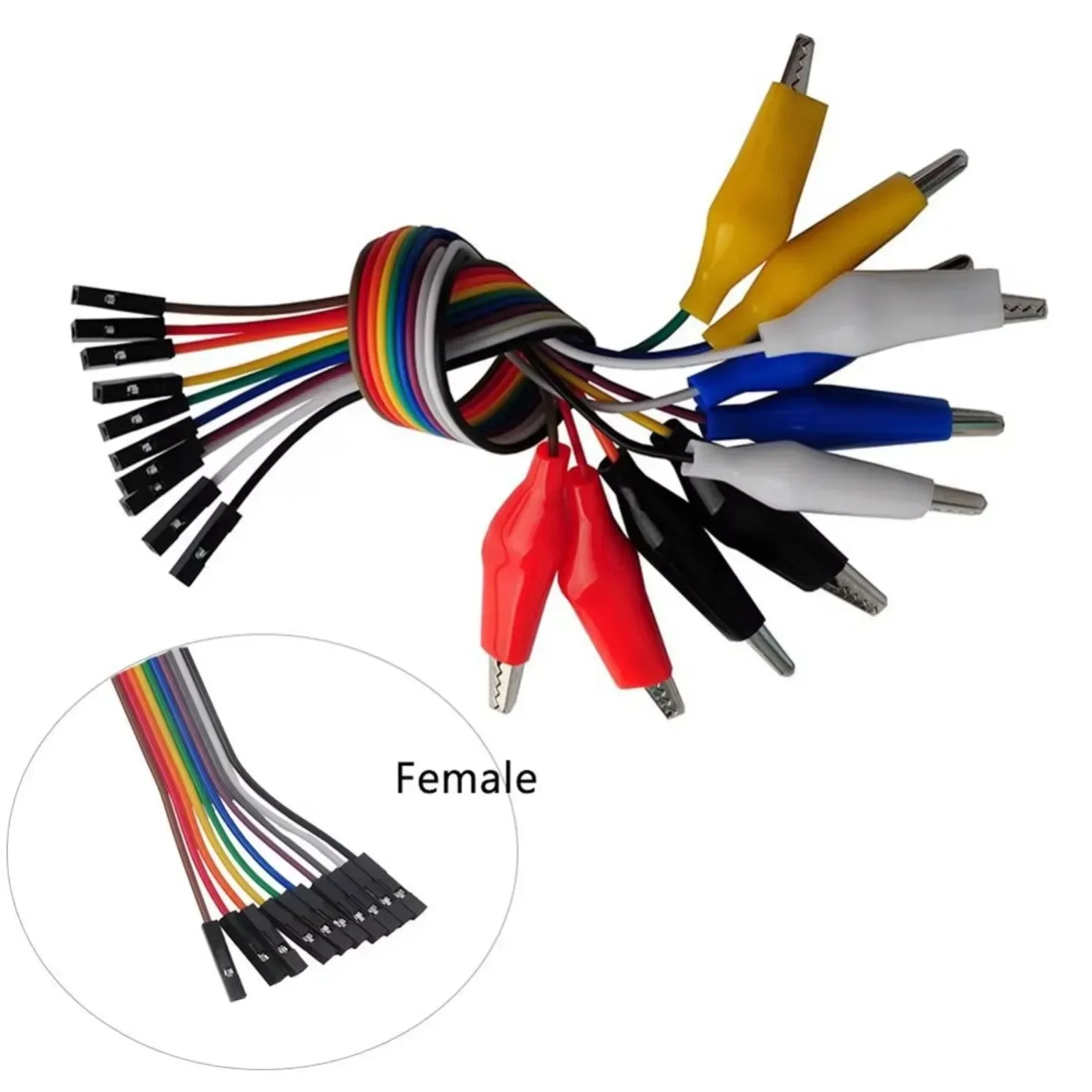 Cable Breadboard Jumper Wire 10pin 20cm Male Female to 2 in 1 Alligator Clip for Micro:bit Test Lead