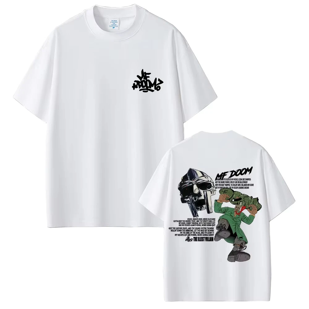 Męska i damska koszulka casualowa z bawełny w stylu retro z motywem albumu raperki Mf Doom, wzór Mad Villain, damska koszulka hip-hopowa.