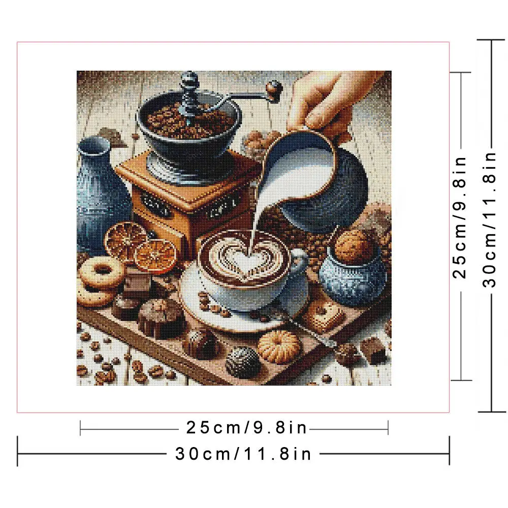 Huacan Diamond Painting Coffee Kit Full Diamond Mosaic Cup Art Rhinestones For Home Wall Decoration Holiday Gift
