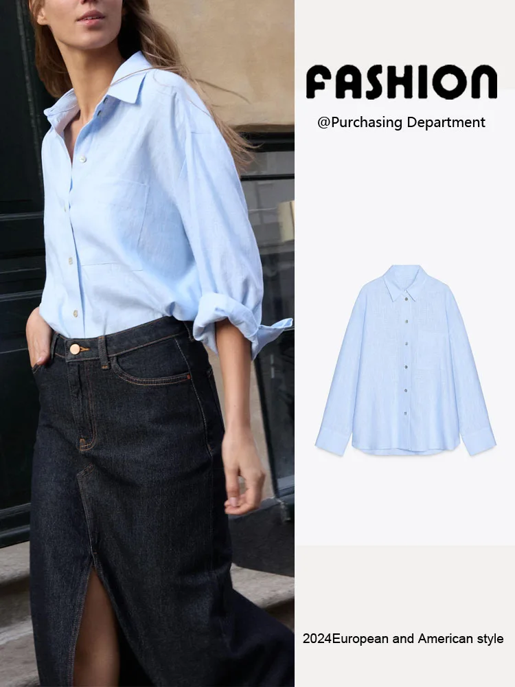 Frühling Neue Ankunft frauen irt Ele Single Button Lose Lange Sve drehen-unten Kragen Einfache Design Pendeln Sle reine Farbe