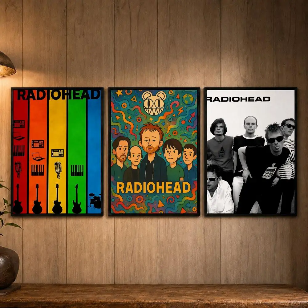 Wireless Band R-RadioheadS Poster Self-adhesive Art Poster Decoracion Painting Wall Art White Kraft Paper Home Decor