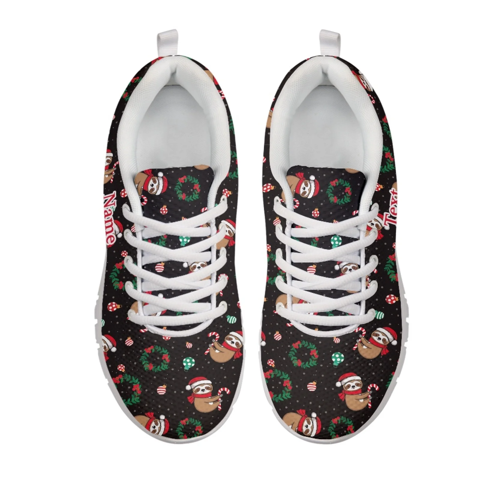 Coloranimal Christmas Womens Running Sneakers Featuring Festive Sloth Pattern Athletic Shoes for Jogging Gym Casual Wear
