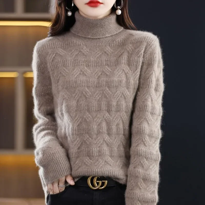 

Autumn and Winter New Solid Color Turtleneck Long-sleeved Knitted Women's Slim Versatile Fashionable Sweater Bottoming Top