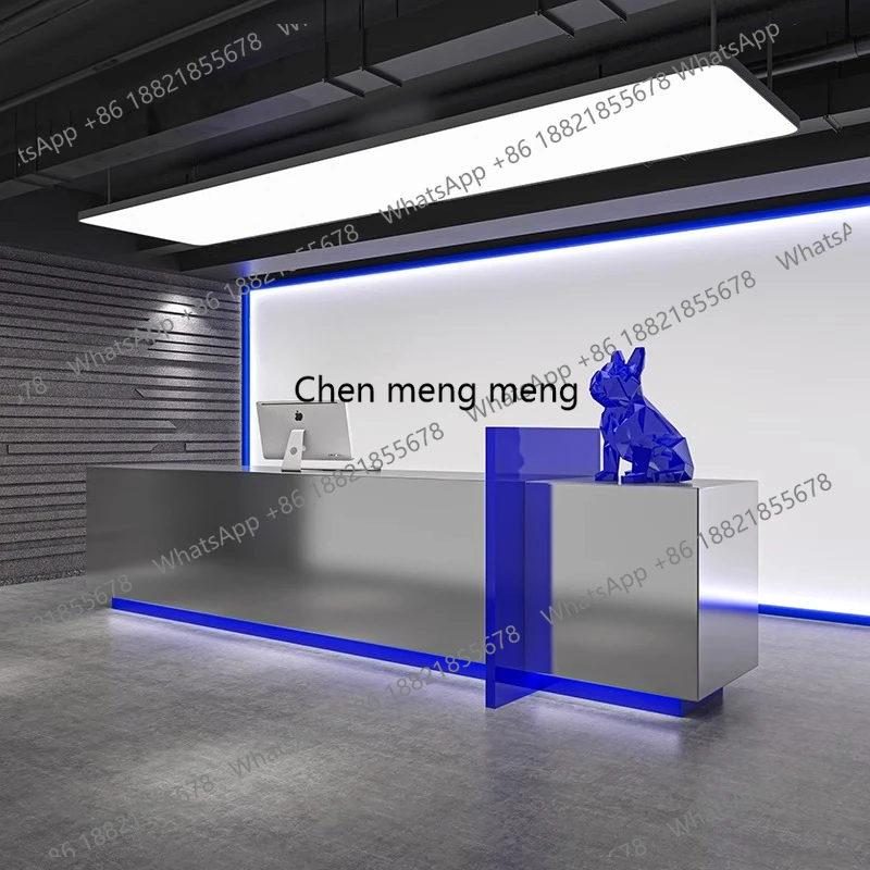 

Nordic Creative Reception Desk Modern Simple Gym Dance Studio Stainless Steel Cashier Desk Commercial Office Furniture