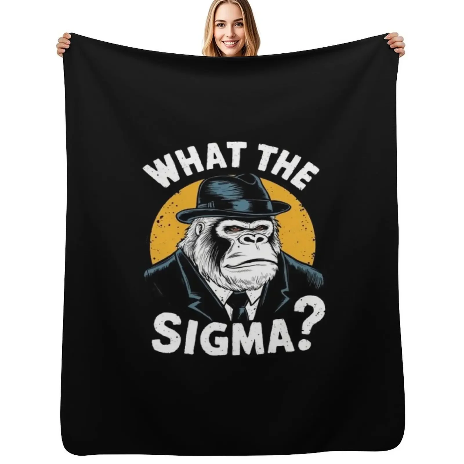 

Funny What The Sigma Ironic Meme Brainrot Quote Throw Blanket Decorative Soft Throw Blanket for Couch Sofa