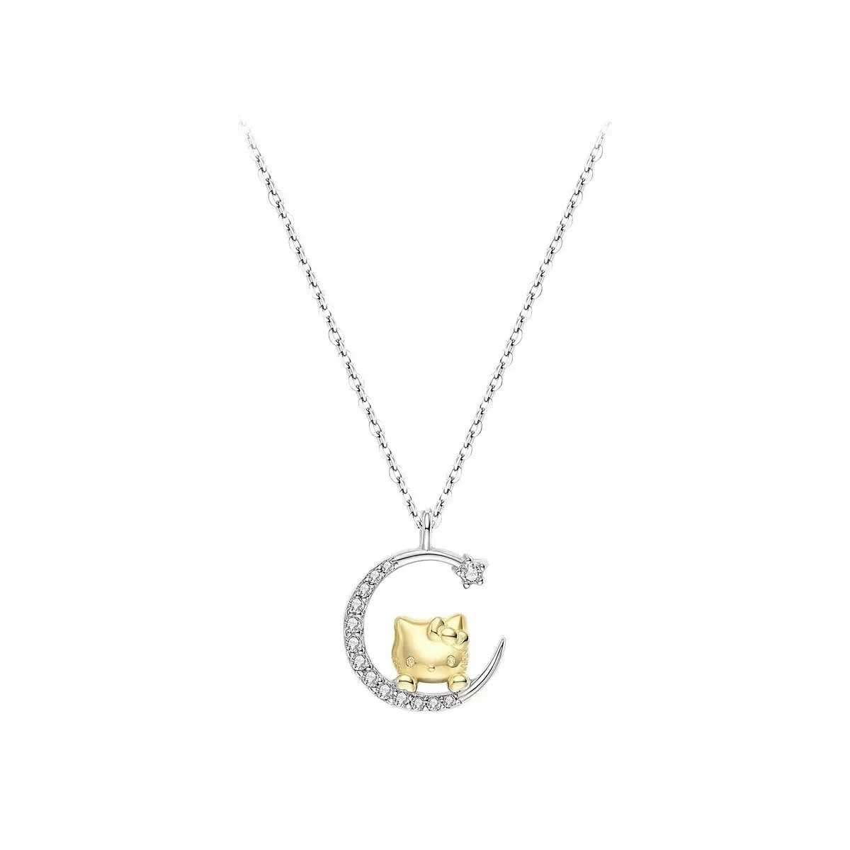 Miniso Sanrio Kitty Star Moon Clavicle Chain Cute Pendant Gift Necklace for Girlfriend Birthday Gift Necklace