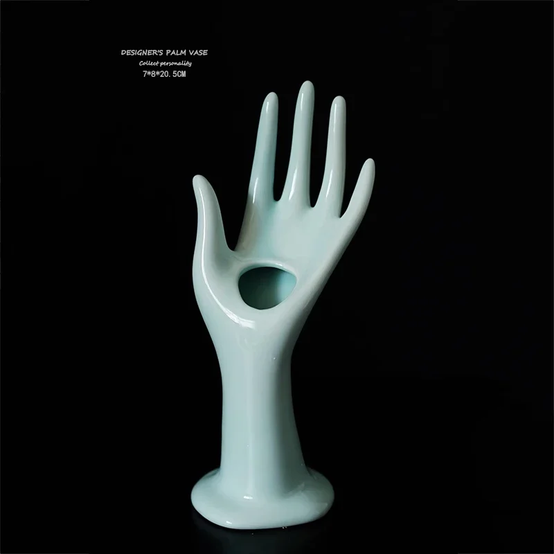 

Nordic creative palm shaped ceramic vase decoration, Japanese Zen style home living room foyer desktop decoration ornaments