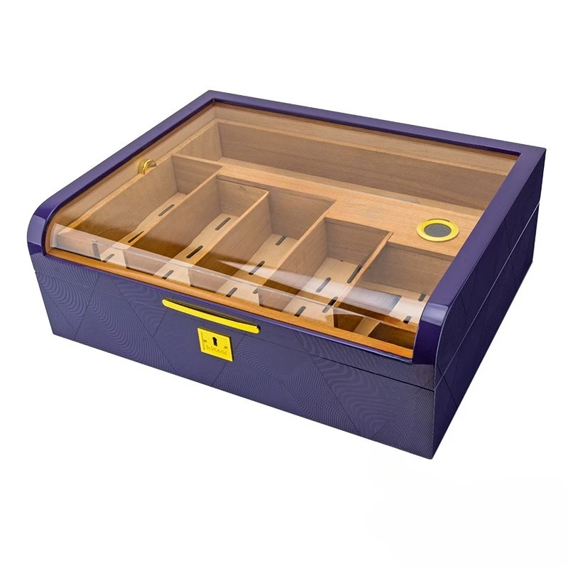 Humidor Large Capacity Double-layer Cedar Wood Perspective Window Multi-compartment Cigar Moisturizer