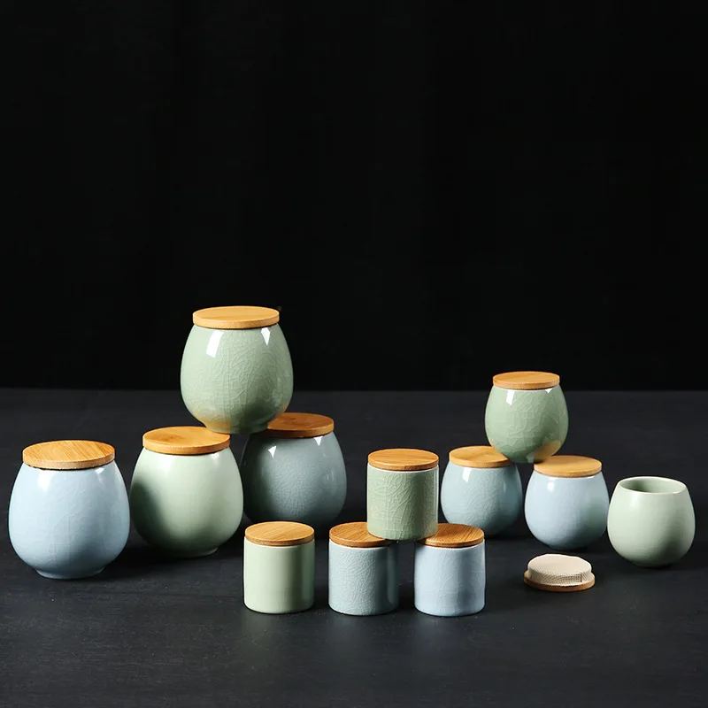 Small Ceramic Tea Storage Jar, Airtight Moisture-Proof Canister for Loose Leaf, Home Travel