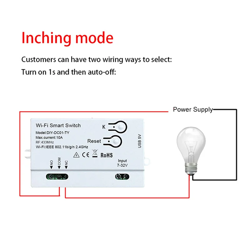 

REPLA-5X Tuya Wi-Fi умный переключатель DIY таймер 1CH 7-32 В USB 5 В 2,4G Wi-Fi модуль автоматизации для Alexa Google Home IFTT