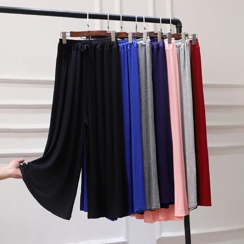 Summer New Women's Thin Modal Large Size Nine Points Loose Straight Casual High Waist Sports Wide Leg Pants Slimming Trendy