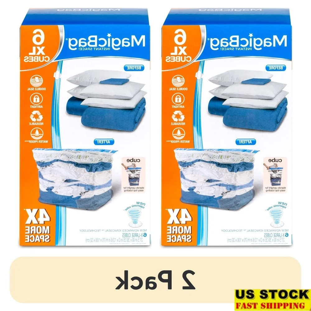

Space Saver Vacuum Seal Storage Bags Set of 6 Extra Large MagicBag Airtight Double Zipper Compression Bags Clothes Bedding