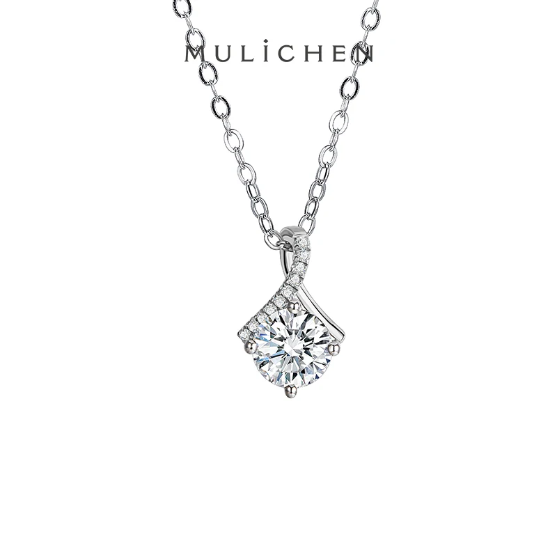 

MULICHEN Luxury Pendants Female Necklace Excellent Cut GH Color Moissanite 925 Silver Woman Necklaces Items With Free Shipping