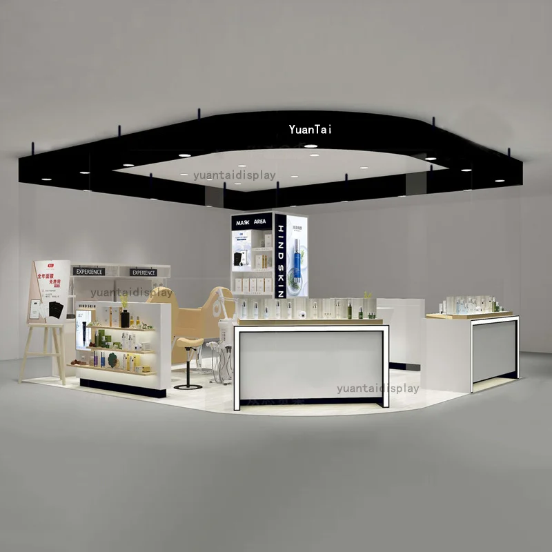 custom.Custom-Crafted Display Furniture Cosmetics Exhibition Cosmetic Kiosk Display Showcase Presentation