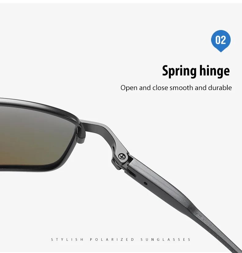Metall-Quadratbrille mit photochromen Gläsern für Herren, modische Fertigbrille mit klaren Gläsern, Fahrbrille mit negativer Dioptrienzahl – Detail 7