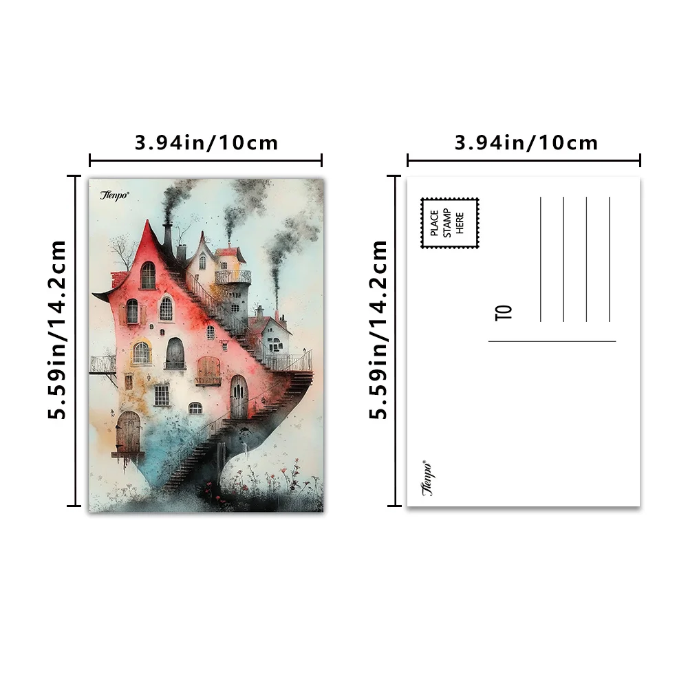 16pcs Floating Treehouse Postcards, New Year Gifts, Christmas Gifts, Living Room Decoration, Bedroom Decoration, High Quality