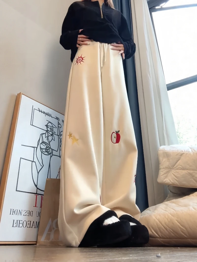 

Мягкие спортивные штаны с вышивкой Cleanfit, мужские и женские широкие повседневные спортивные штаны, осенние удобные свободные брюки прямого кроя