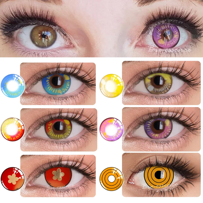 Lentes de contacto de Color para Cosplay Bio-essence, accesorios de Anime, lentes Makima Power Anime, lentes Hu tao, lentes rosas