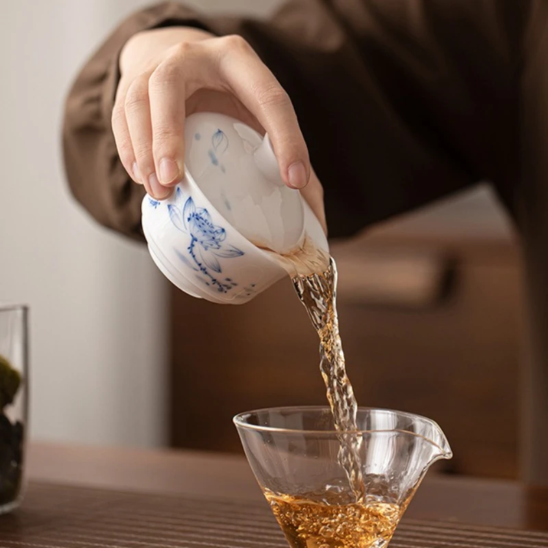 وعاء غطاء Sancai وعاء شاي من البورسلين الأبيض من Dehua على الطراز الصيني المنزلي عالي الجودة ذو سعة كبيرة غطاء تحوم وعاء شاي #3