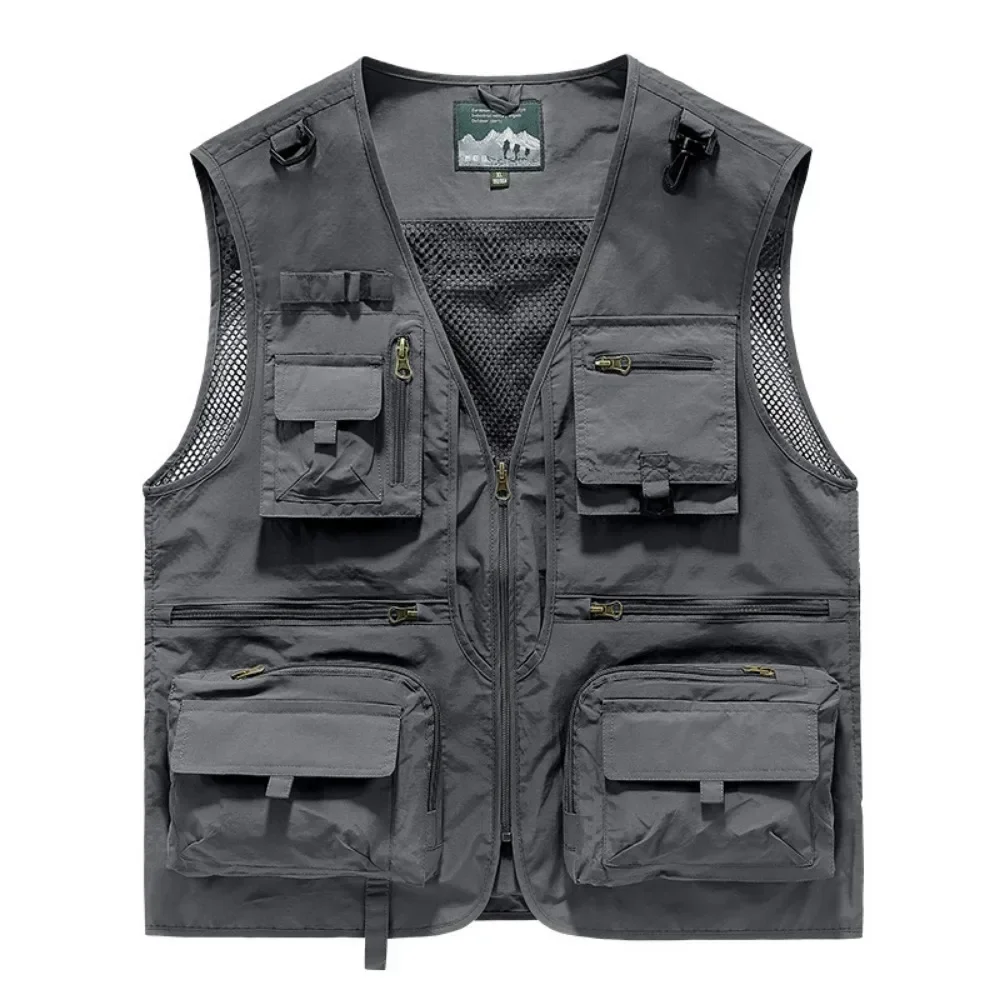 DAILOU Spring and Autumn New Mesh Quick Drying Vest for Men's Casual Outdoor Multi Bag Fishing Photography Vest S-6XL