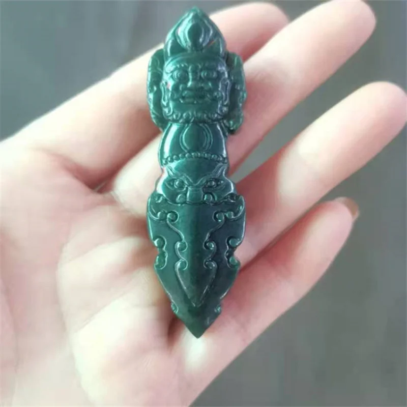 

Hetian Double-Sided Qing Pendant Vajra Descending Demon Pestle Tibetan Ritual Artifact Jade