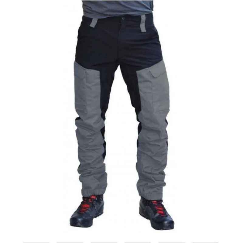 

New Men's Slim Fit Cargo Pants Outdoor Sports Casual Biker Pants Multi-Pocket Color Block Work Trousers