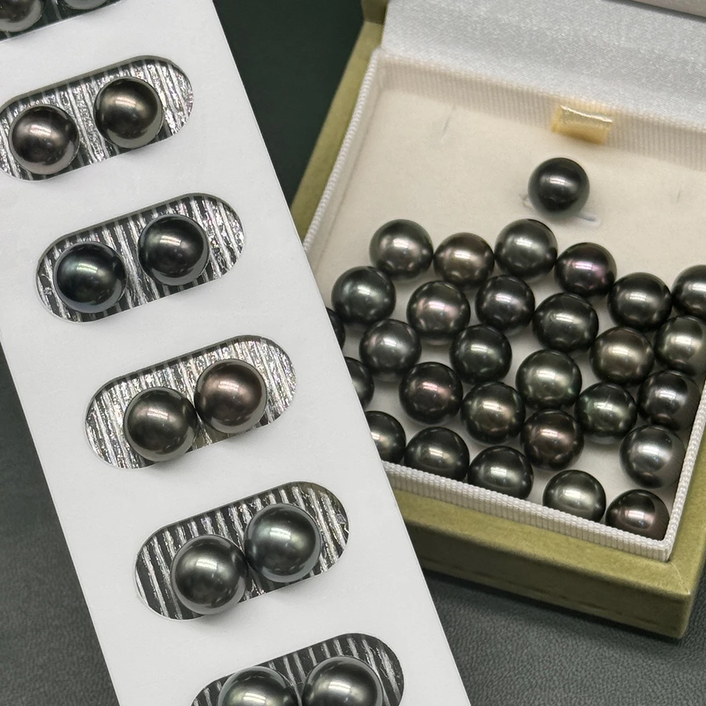 9-10mm Perfect Round Cultured Real Tahitian Seawater Pearl Loose Beads with Natural Luster for Women Making Luxury Fine Jewelry